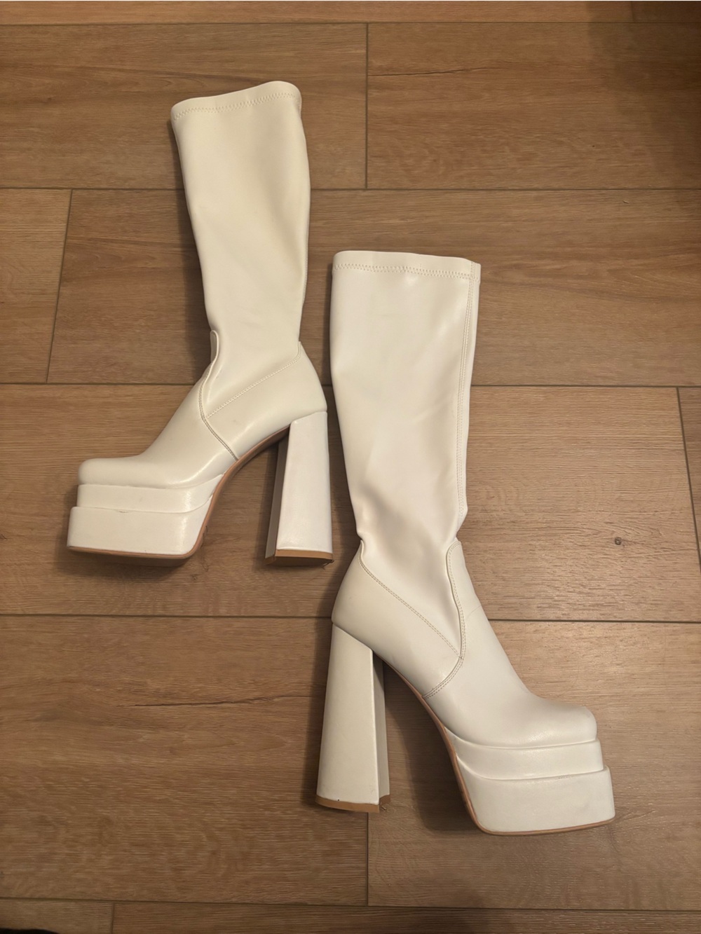 WETKISS White Leather Platform Boots